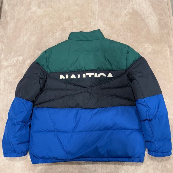 NAUTICA BLUE SAIL COLORBLOCK WATER RESISTANT PUFFER DOWN JACKET XL - Picture 3 of 8
